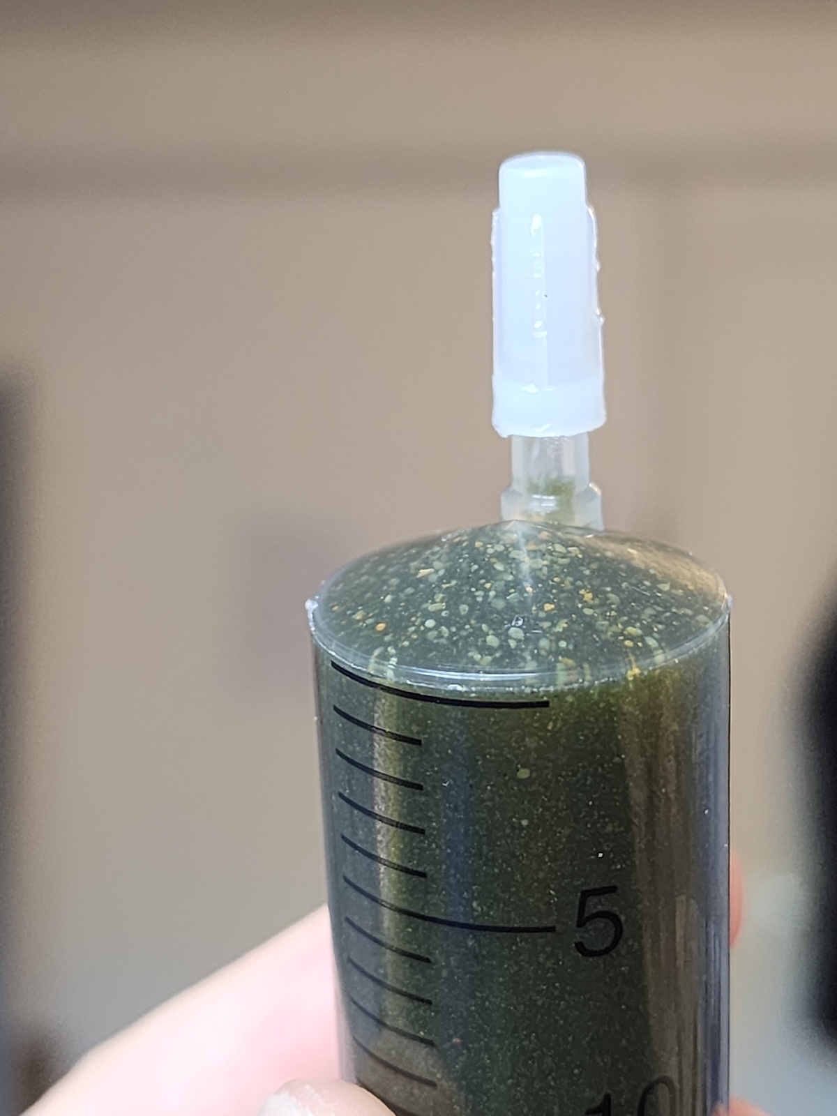 Pre-mixed material loaded in syringe